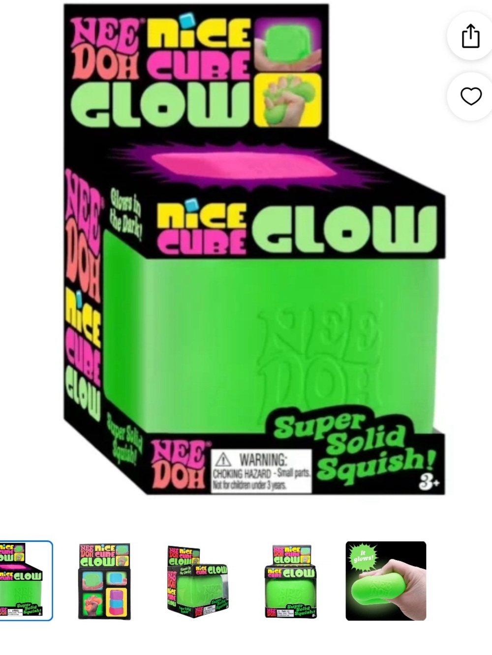 Nee doh Glow Super Solid Squish - Green
